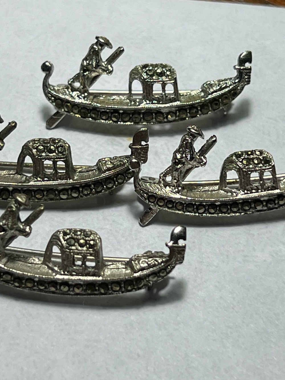 Sterling Silver Venetian Gondola Pin Set